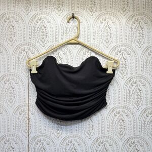 Story On Tube Top Womens Medium Black Ruched Sweetheart Corset Zipper